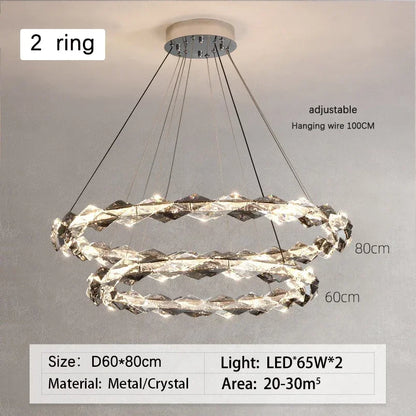 DecorBites™ Crystal Ring Chandelier: Modern Dimmable LED Ceiling Fixture