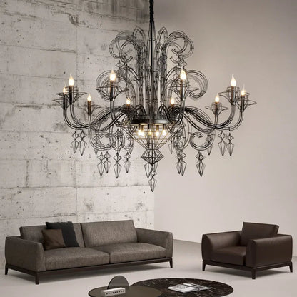 DecorBites™ Baroque Black Candle Chandelier Pendant Lamp for Bedroom, Living Room & Restaurant
