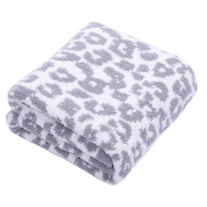 DecorBites™ Leopard Print Knitted Fleece Blanket: Super Soft & Lightweight for Sofa Nap