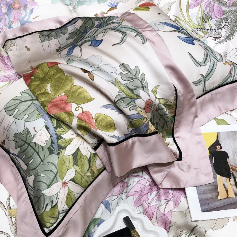 DecorBites™ Eucalyptus Lyocell Flowers Duvet Set with Sheet & Pillowcases