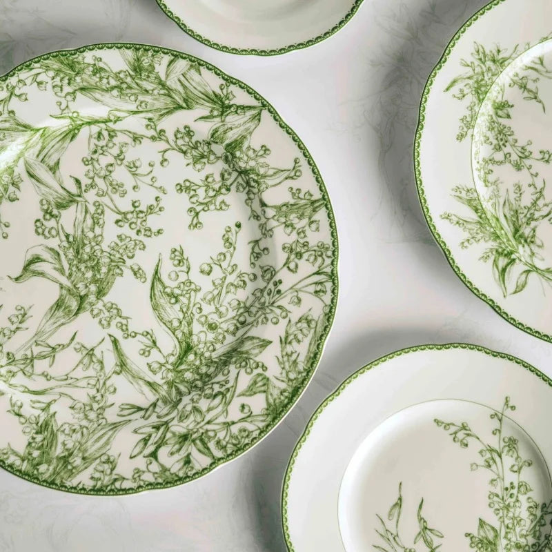 DecorBites™ Green Flower Print Dinner Plate