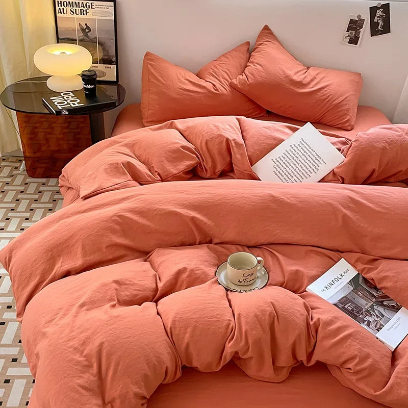 DecorBites™ Cotton Bedding Set: Soft Duvet Sheets, Pillowcases, Comforter Set - All Seasons Comfort