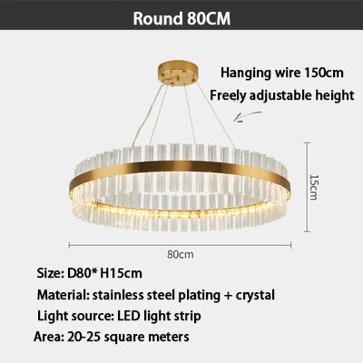DecorBites™ Gold Crystal Chandelier: Modern LED Luxury Lighting for Dining Living Bedroom