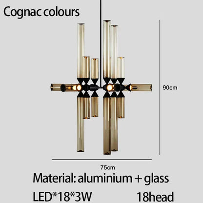 DecorBites™ Glass Tube Chandelier: Modern LED Pendant Lamp for Living Room, Bedroom, Cafe, and Dining Room.
