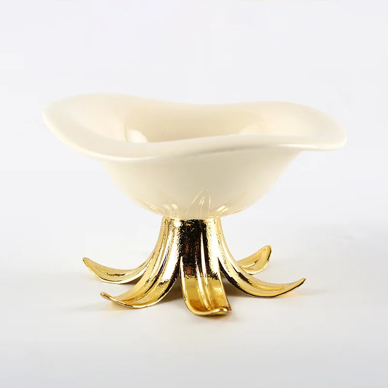 DecorBites™ Golden Branches Ceramic Fruit Plate Tray Bowl Home Decoration Accessories