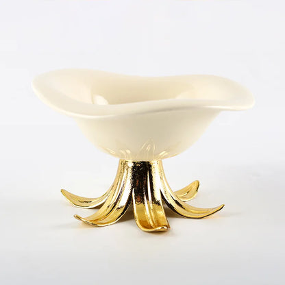 DecorBites™ Golden Branches Ceramic Fruit Plate Tray Bowl Home Decoration Accessories
