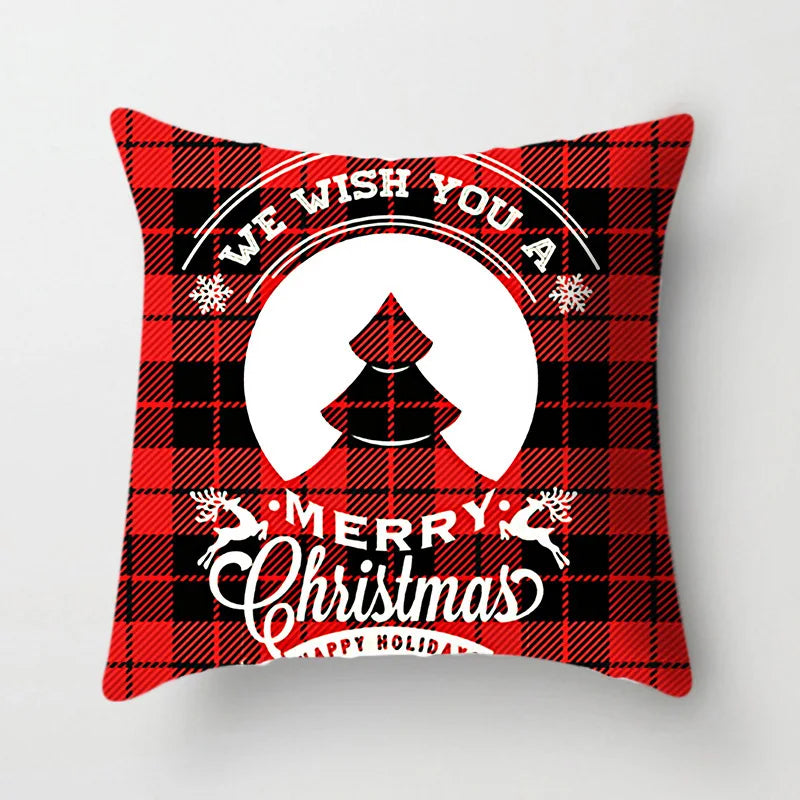 DecorBites™ Christmas Cushion Cover 45x45cm Xmas Pillowcase for Sofa - Happy New Year 2023