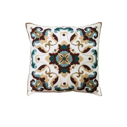 DecorBites™ Ethnic Floral Canvas Cotton Embroidered Lumbar Pillow Case 30x50cm