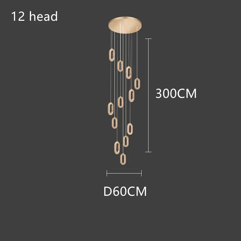 DecorBites™ Gold Acrylic Chandelier LED Pendant Light Modern Staircase Bedroom Living Room Decor