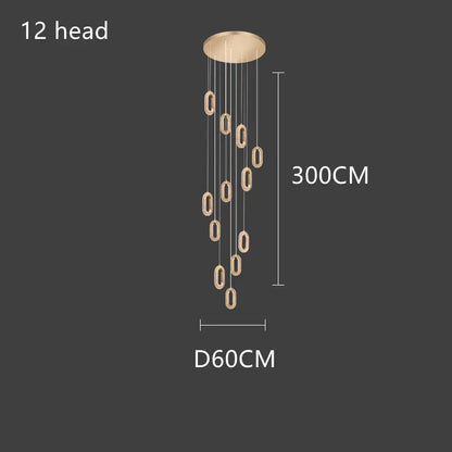 DecorBites™ Gold Acrylic Chandelier LED Pendant Light Modern Staircase Bedroom Living Room Decor
