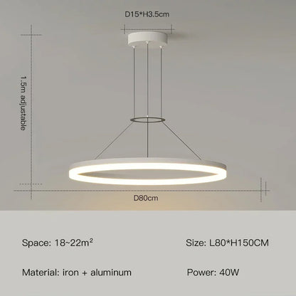 ثريا ديكوربايتس™ LED بحلقة سوداء لغرفة المعيشة وغرفة النوم والمطبخ - إضاءة عصرية بسيطة