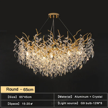 DecorBites™ Gold Crystal Chandeliers for Dining Room Branch Hanging Lamp Large Lighting