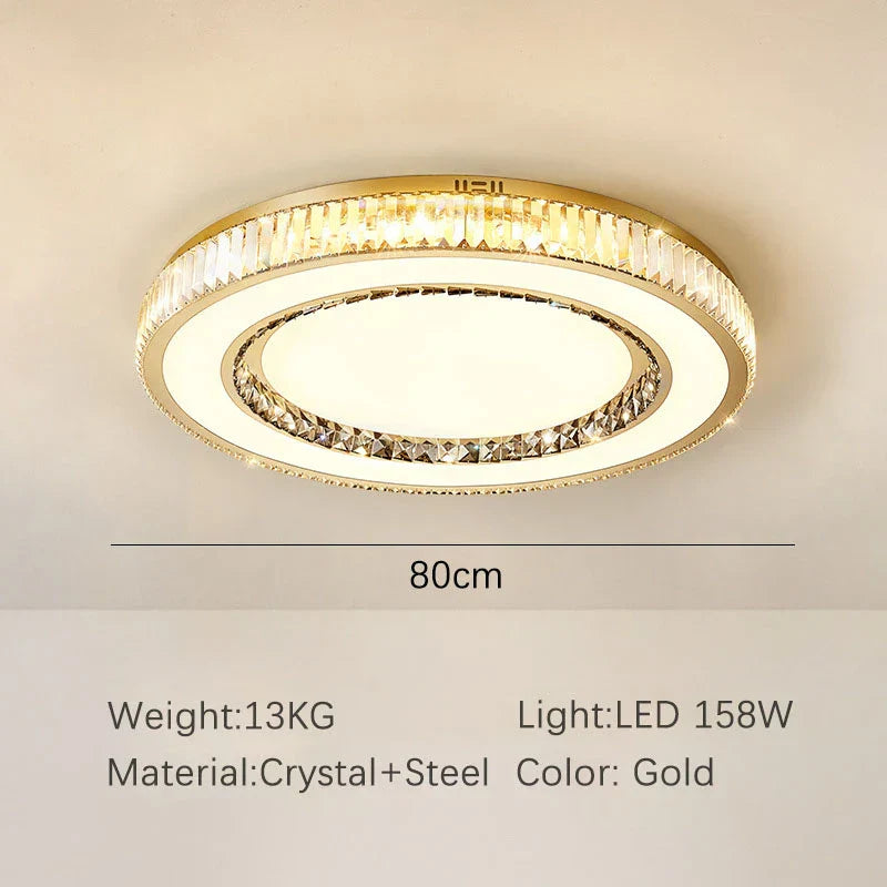 DecorBites™ Gold Crystal Double Layer Ceiling Chandelier LED Lamp Modern Luxury Home Decor