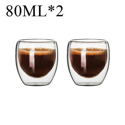 DecorBites™ Double Wall Borosilicate Glass Mug Set for Tea Coffee Juice Bar Drinkware