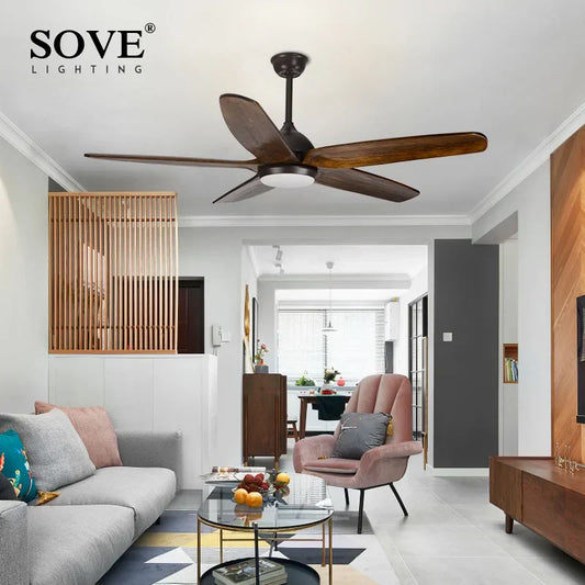 DecorBites™ 60" Wood Blade Ceiling Fan with LED Light & Remote Control