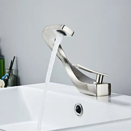 DecorBites™ Gold Bathroom Faucet | Deck Mounted Sink Tap | Hot and Cold Basin Mixer