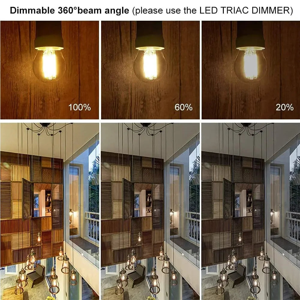 Bombilla de Filamento LED™ Decorbites Vidrio Transparente T16 A19 ST64 Regulable Luz Vintage