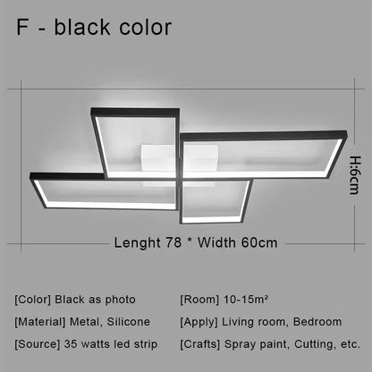 DecorBites™ Black LED Chandelier Ceiling Light Remote Control Fixture for Living Room, Bedroom & Kitchen