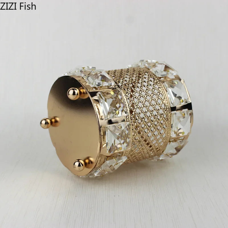 Tarro de cristal hueco chapado en oro DecorBites™: Elegante soporte para brochas de maquillaje y bolígrafos