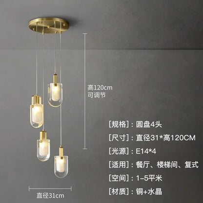 DecorBites™ Crystal Loft Chandelier for Staircase, Living Room, and Apartment Luxe Lighting