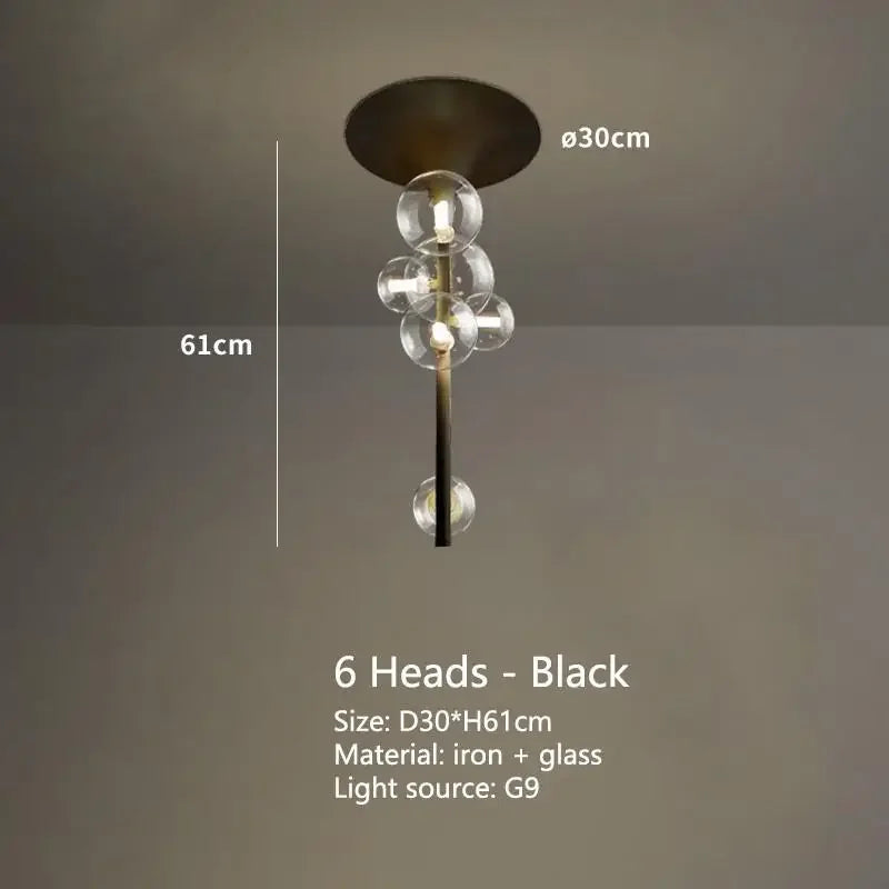 DecorBites™ LED Bubble Chandelier Clear Glass Ball Pendant Lamp for Dining Room & Bar