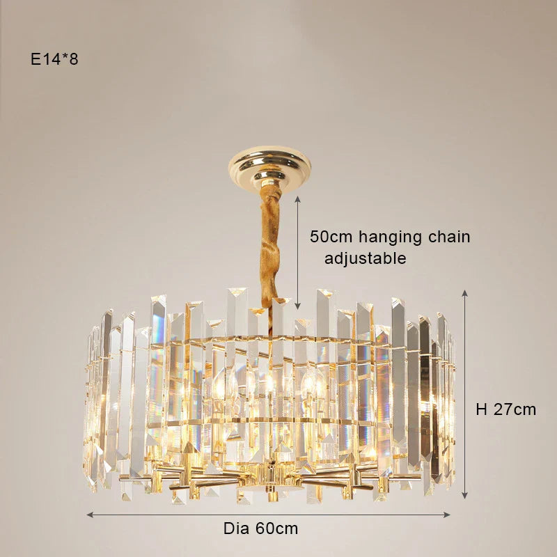 DecorBites™ Crystal Round Chandelier Gold LED Modern Lustres for Living Room