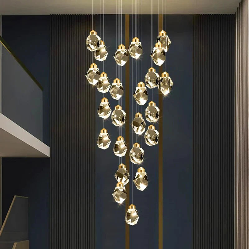 Lámpara colgante de cristal DecorBites™ para escalera, iluminación moderna para sala de estar