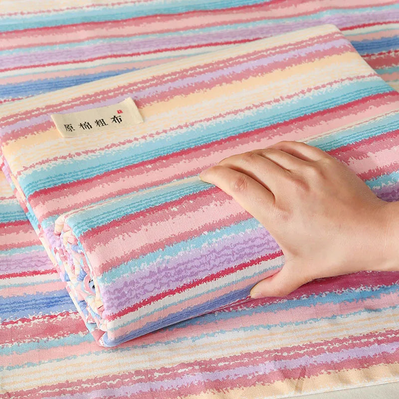 غطاء سرير مخطط قطني من DecorBites™ لغطاء مرتبة مزدوجة بحجم كوين