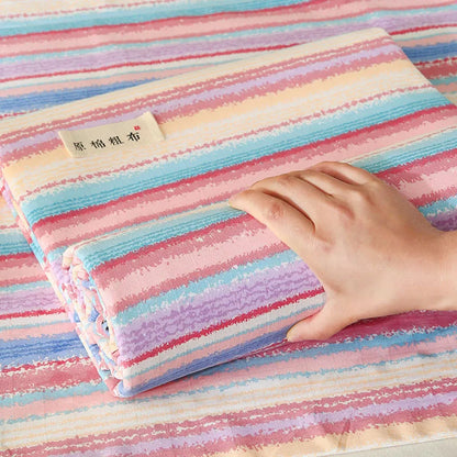 غطاء سرير مخطط قطني من DecorBites™ لغطاء مرتبة مزدوجة بحجم كوين