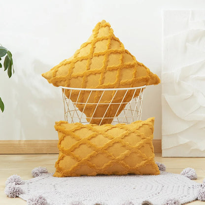 DecorBites™ Embroidered Diamond Cushion Cover for Modern Living Room Decor