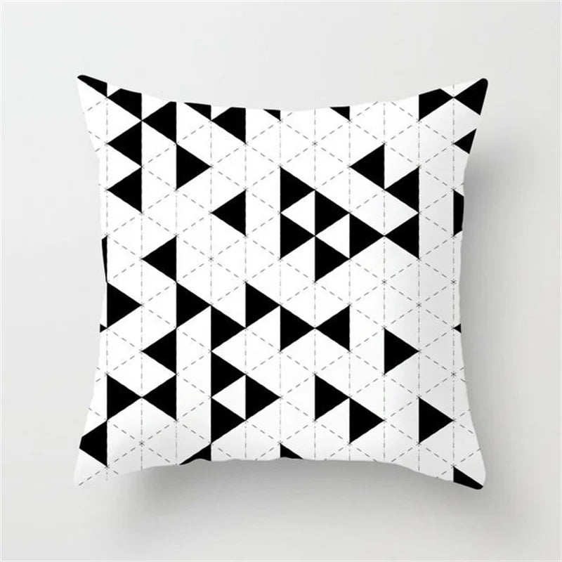 DecorBites™ Heart Stripe Pillow Cases | Black & White Polyester Cushion Covers