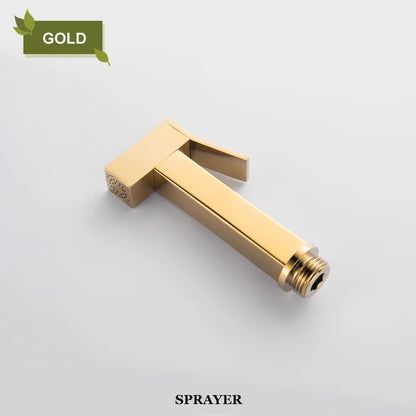 DecorBites™ Bidet Faucet Shower Mixer: Cold Hot Water Tap, Brass, Square Sprayer Head