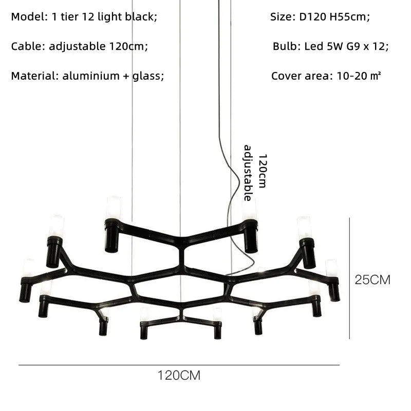 Lámpara de araña DecorBites™ Crown Major: Iluminación LED moderna y lujosa para cocina, hotel y sala de estar