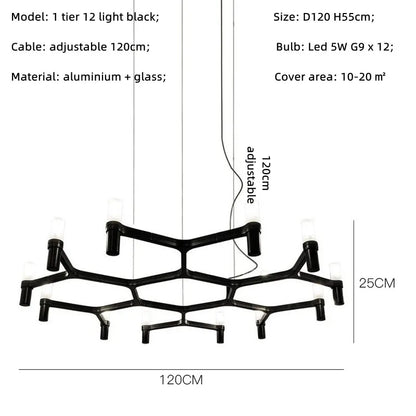 Lámpara de araña DecorBites™ Crown Major: Iluminación LED moderna y lujosa para cocina, hotel y sala de estar