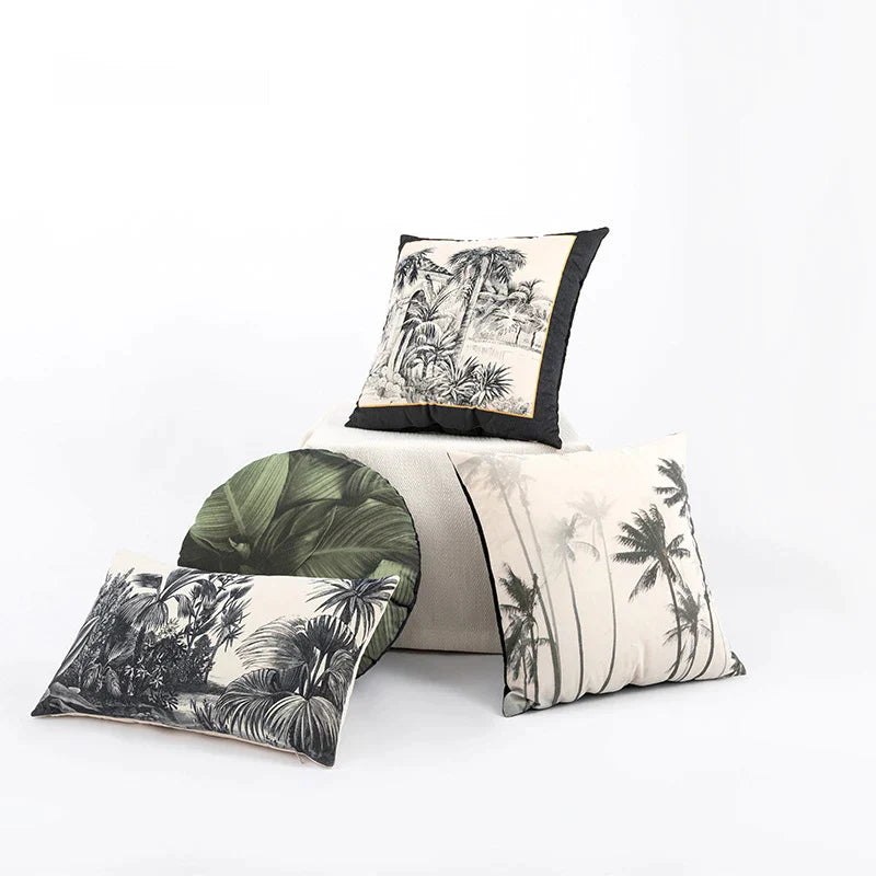 DecorBites™ Jungle Cartoon Print Velvet Cushion Cover - Hawaiian Decor for Sofa