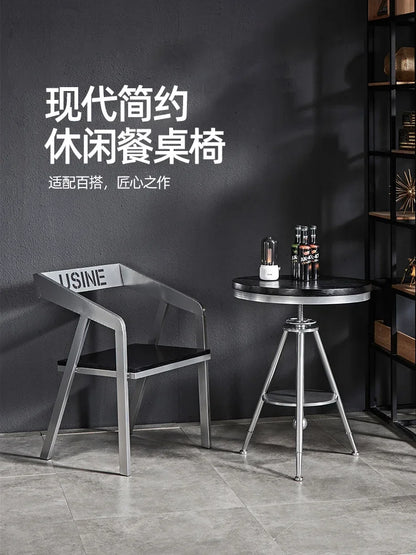 DecorBites™ Industrial Iron Art Solid Wood Dining Chair for Coffee Shop & Bar