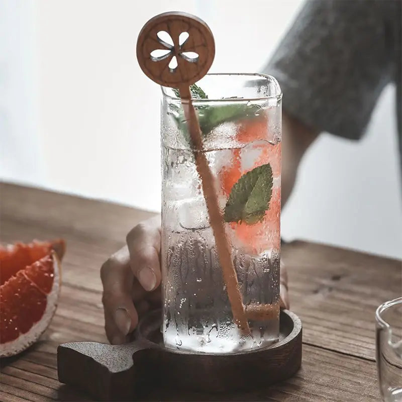 Vaso cuadrado de vidrio creativo DecorBites™ para bebidas frías - Vaso de gran capacidad para café helado y té con leche