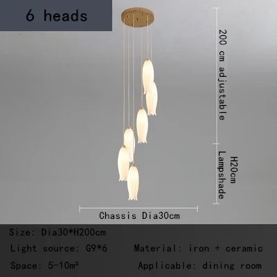 DecorBites™ Elegant Tulip Staircase Chandelier: Luxury Decor Hanging LED Lamp for Lobby, Restaurant, Hotel.