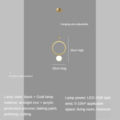 DecorBites™ Gold Ring LED Pendant Light for Living Bedroom Kitchen Island Decor