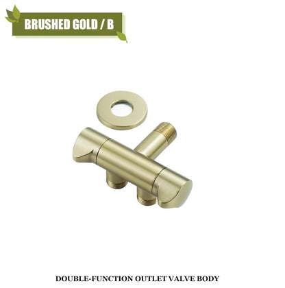 DecorBites™ Brushed Gold Solid Brass Bathroom Angled Dual Outlet Toilet Filling Valve
