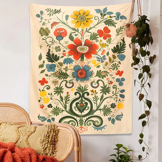 Decobites Floral Tapestry Wall Hanging: Celestial Flower Decor for Living Room & Bedroom