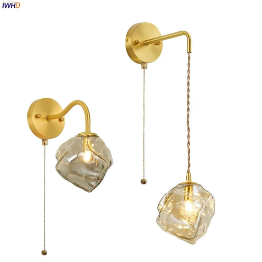 DecorBites™ Lava Ice Glass LED Wall Sconce Brass Vintage Wandlamp