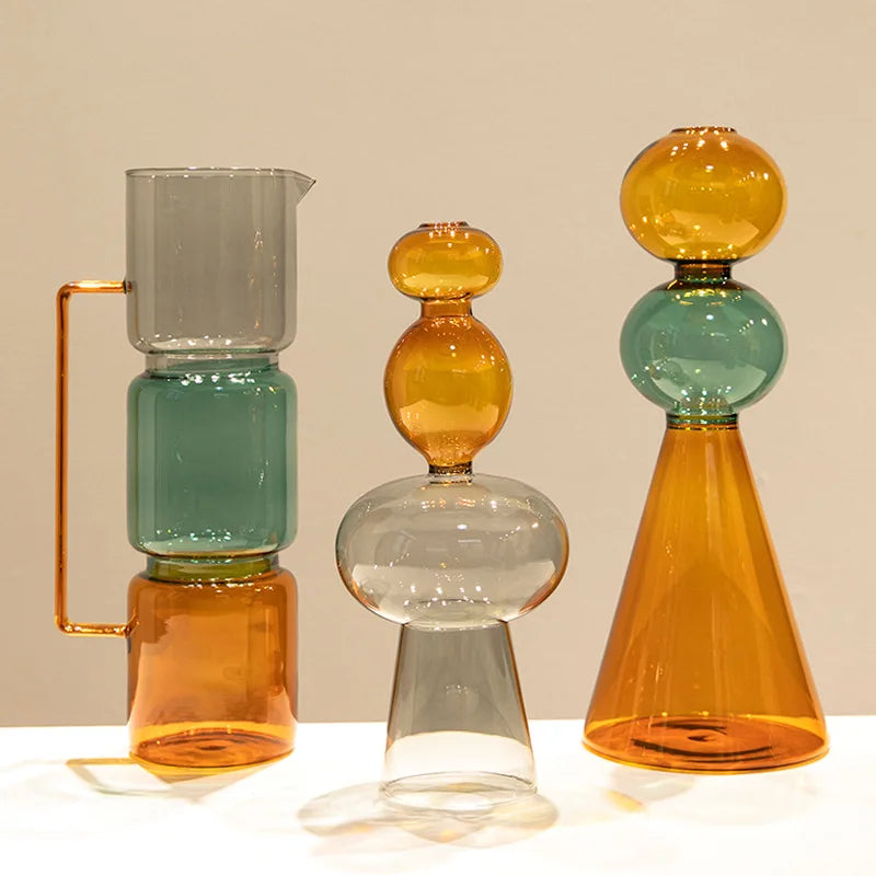 DecorBites™ Double Glazing Stained Glass Vase Hydroponic Terrarium Home Decor Floral Arrangement