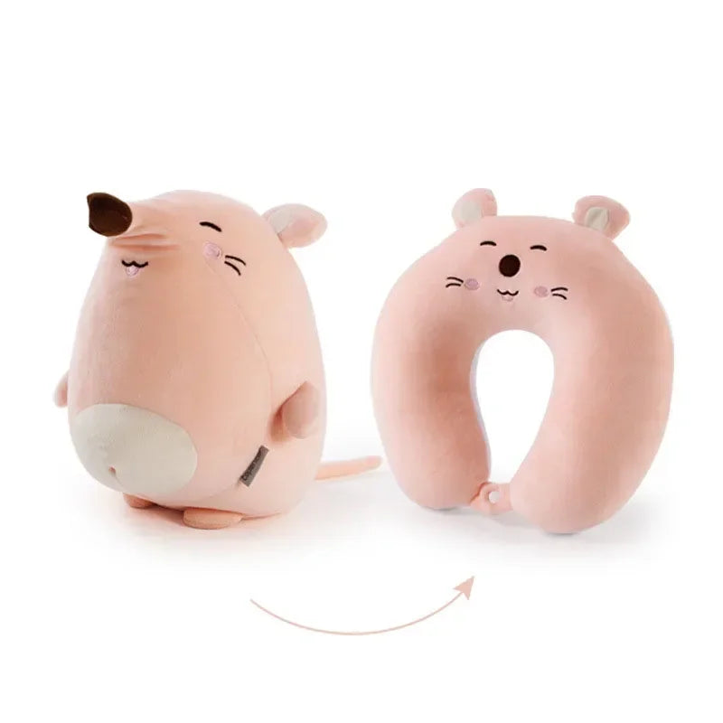 Almohada cervical DecorBites™ con forma de animal de peluche para un descanso cómodo en viajes y en la oficina