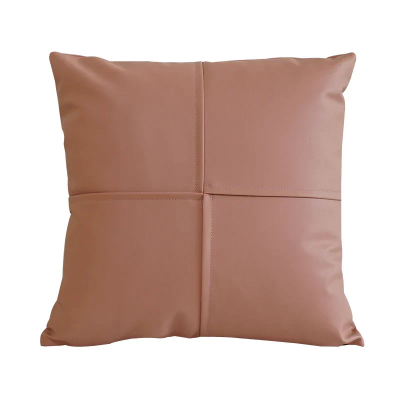 Funda de cojín DecorBites™ de piel color marfil, 45x45 cm, para decoración del hogar.