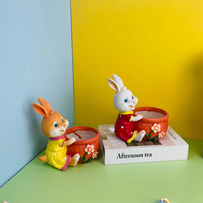 DecorBites™ Cartoon Bunny Rabbit Flower Pot | Cute Indoor Succulent Planter Garden Decor