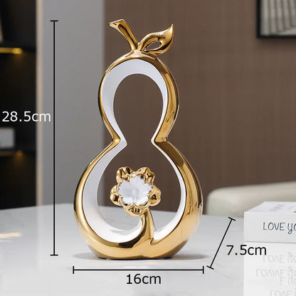 DecorBites™ Golden Gourd Ceramic Sculpture Desk Decoration Modern Room Aesthetic Decor