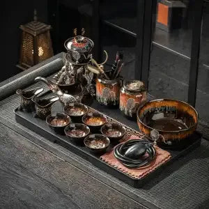 DecorBites™ Dragon Teapot & Magnetic Rotating Tea Set, Chinese Kung Fu Teaware