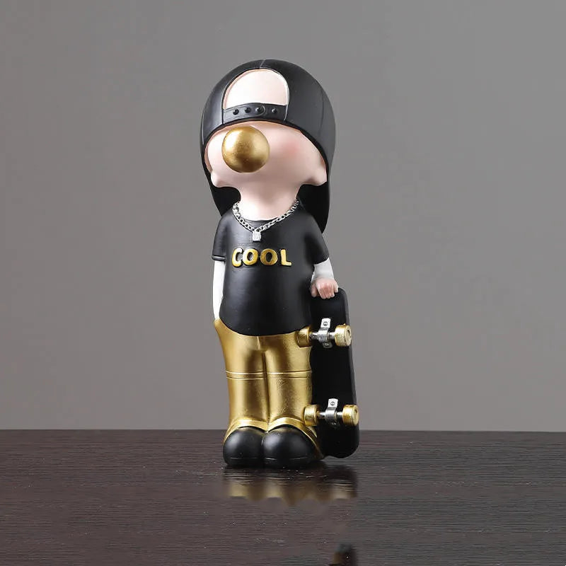 DecorBites™ Boys Sports Statues: Basketball, Football, Skateboarding. Children's Decor, Gifts, Sculpture.