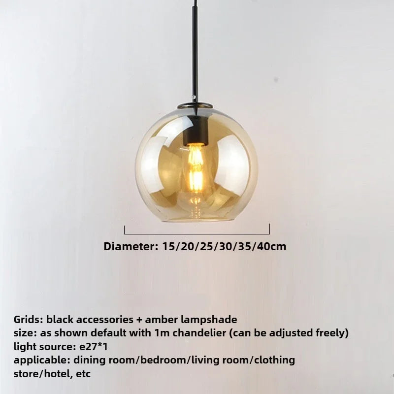 Smoky Gray Glass Globe Pendant Light With Iron Finish